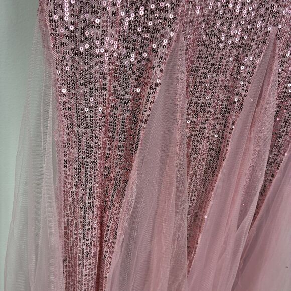 Women’s Pink Evening Dress Ball Gown XL Sequins Stretch Tulle Party Prom NYE - Picture 7 of 14